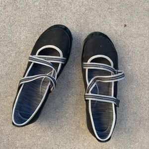 Dansko Black Mary Jane Flats with White Trim